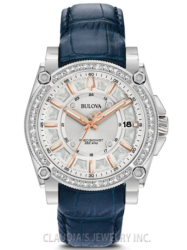 BULOVA DIAMOND BLUE LEATHER STRAP PRECISIONIST 96R227