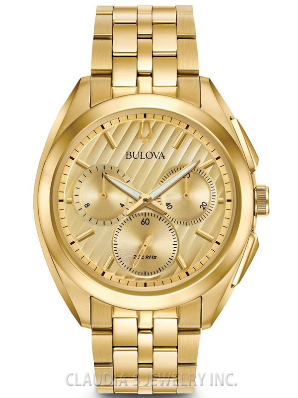 BULOVA MEN'S CURV CHRONOGRAPH GOLD-TONE 97A125