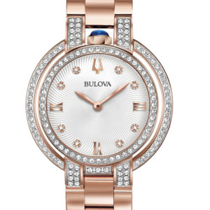 BULOVA WOMEN'S DIAMOND WATCH ROSE GOLD-TONE RUBAIYAT 98R250