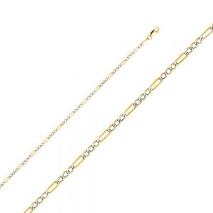14KY 2.5mm Hollow Figaro 3+1 WP Chain