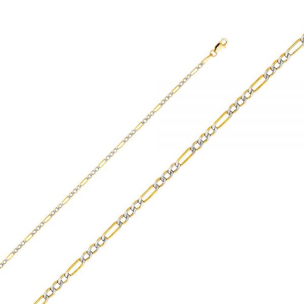 14KY 2.5mm Hollow Figaro 3+1 WP Chain