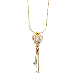 14k Gold Tri-Color Light Hanging Necklace