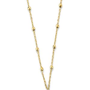 14k Yellow Gold CZ Charm Bead Necklace