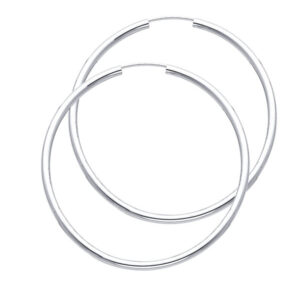 14KW 2mm Round Tube Polished Endless Hoop Earrings (45mm)