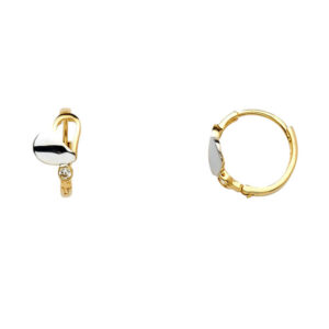 14K 2T Heart Huggies Earrings