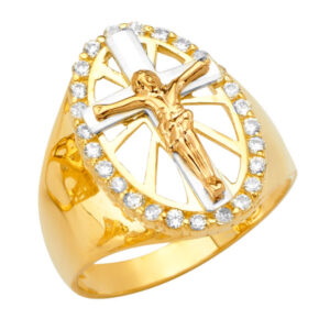 14K 3C Jesus Men's CZ Ring