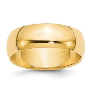 14k Yellow Gold 6mm Lightweight Half Round Wedding Band