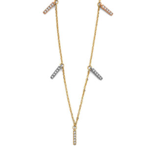 14KY 3C CZ Bar Necklace