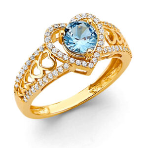 14KY Fancy Blue CZ Ring