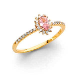 14KY Fancy Pink CZ Ring