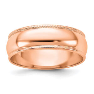14k Rose Gold 6mm Lightweight Milgrain Half Round Wedding Band