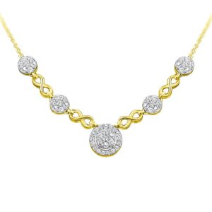 LADIES NECKLACE 1.25CT ROUND DIAMOND 14K YELLOW GOLD
