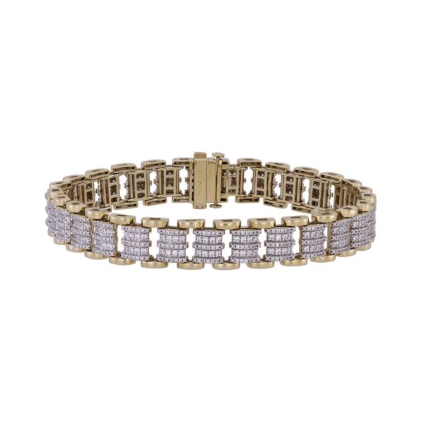 MEN'S  BRACELET 2.50CT ROUND DIAMOND 10K YELLOW GOLD