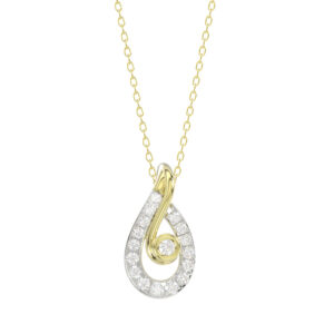 LADIES PENDANT WITH CHAIN 0.16CT ROUND DIAMOND 14K YELLOW GOLD