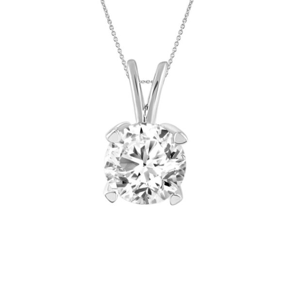 LADIES SOLITAIRE PENDANT 1.00CT ROUND DIAMOND 14K WHITE GOLD